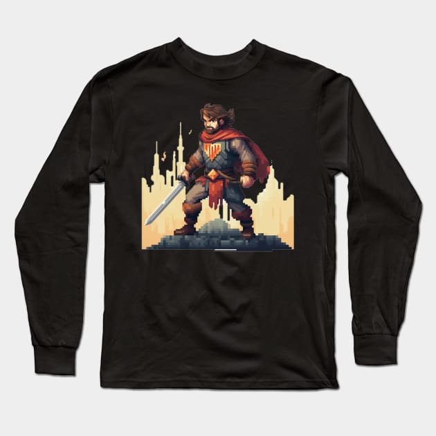 8bit Warrior Long Sleeve T-Shirt by Jason's Finery